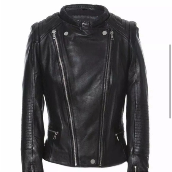 ZARA TRAFALUC Real Sheep Leather Biker Moto Jacket size XS black!!!! - Picture 3 of 12
